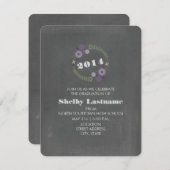 Chalk Lila Blumenstrauß-Abschluss Einladung (Vorne/Hinten)