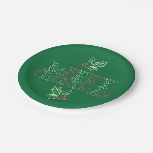 Chalk Mistletoe Pattern Pappteller (Schrägansicht)