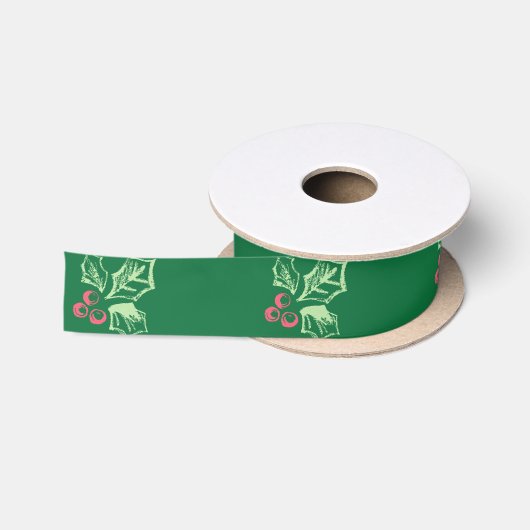 Chalk Mistletoe Pattern Satinband (Spule)