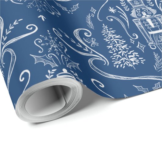 Chalk nutcracker doodle Christmas Geschenkpapier (Rolleneckpunkt)