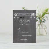 Chalk Palm Trees & Airplane Destination RSVP Card Einladung (Stehend Vorderseite)