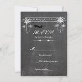 Chalk Palm Trees & Airplane Destination RSVP Card Einladung (Vorderseite)