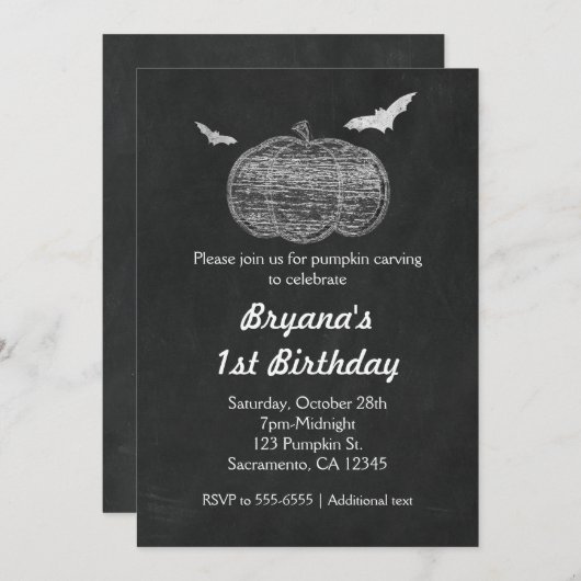 Chalk Pumpkin Chalkboard Halloween Einladungen (Vorne/Hinten)
