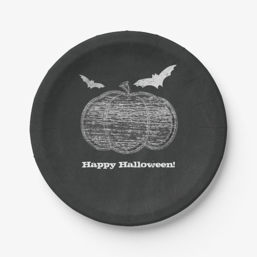 Chalk Pumpkin Chalkboard Halloween-Party Pappteller (Vorderseite)