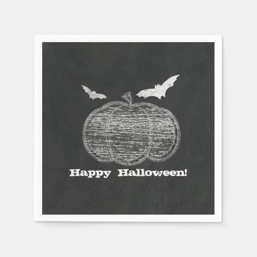 Chalk Pumpkin Chalkboard Halloween-Party Serviette (Vorderseite)
