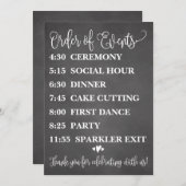 Chalk-Reihenfolge der Veranstaltungen Hochzeitspla Menükarte (Vorne/Hinten)