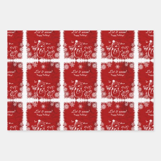 Chalk Snowman-Let It Snow Geschenkpapier Set (Vorderseite 2)