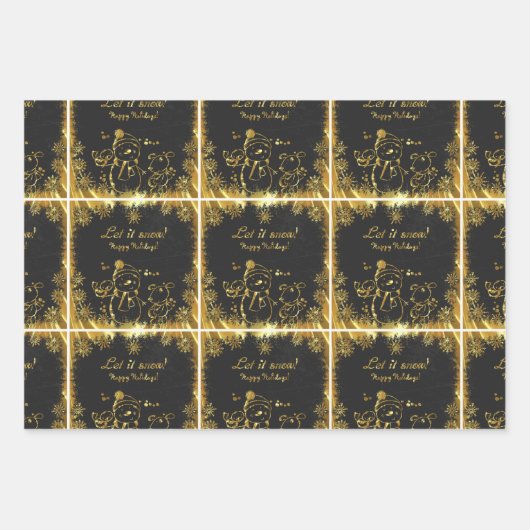 Chalk Snowman-Let It Snow Geschenkpapier Set (Vorderseite)