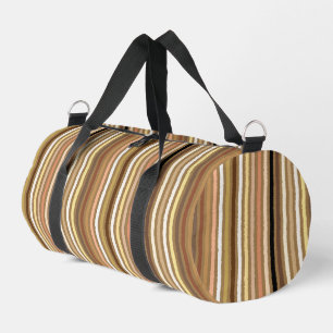 Chalk Streifen, Camel Tan, Braun und Beige Duffle Bag