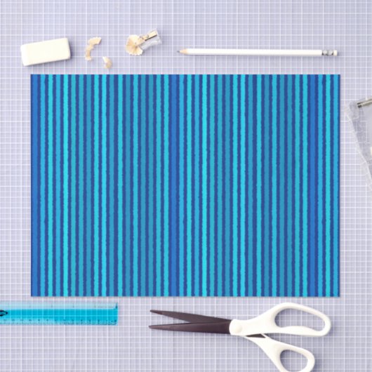 Chalk Streifen - Cobalt und Sky Blue Seidenpapier (Handwerk)