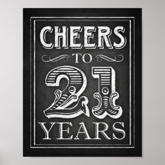 Chalk Style BIS 21 JAHRE Zeichendruck Poster