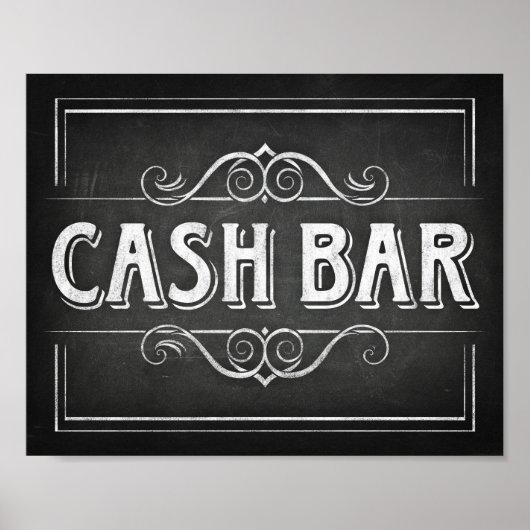 Chalk Style CASH BAR signieren Poster (Vorne)