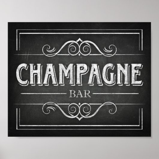 Chalk Style CHAMPAGNE BAR signieren Poster (Vorne)
