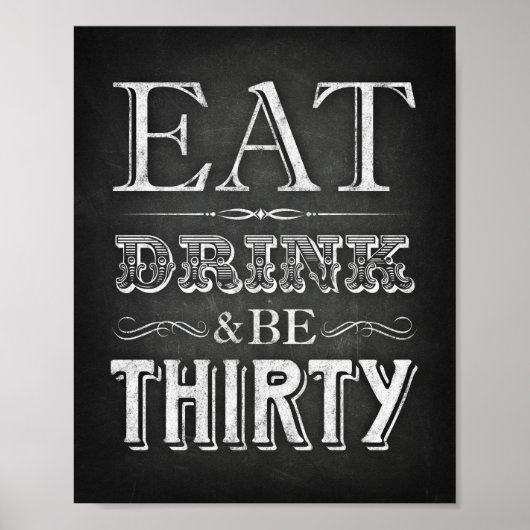 Chalk Style EAT GETRÄNK und SEIN DREI Sign Print Poster (Vorne)