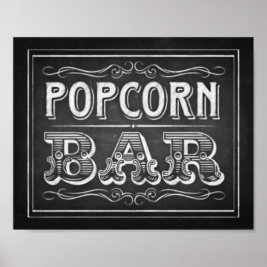 Chalk Style POPCORN BAR signieren Poster (Vorne)