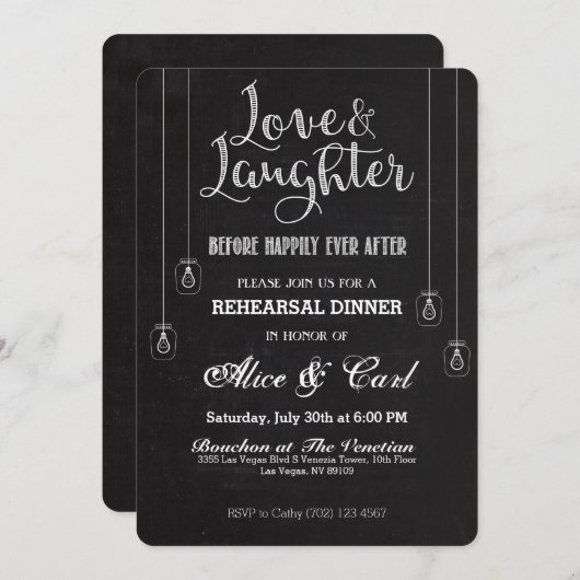 Chalk Style Probe Dinner Einladung 02 (Vorne/Hinten)