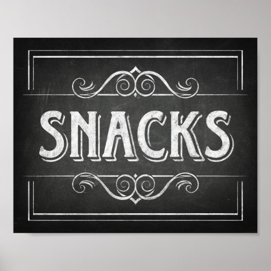 Chalk Style SNACKS Signieren Print Poster (Vorne)