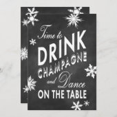 Chalk Time to Drink Champagner Firmeneinladung Einladung (Vorne/Hinten)