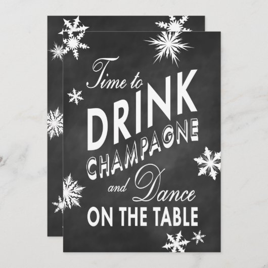 Chalk Time to Drink Champagner Firmeneinladung Einladung (Vorne/Hinten)