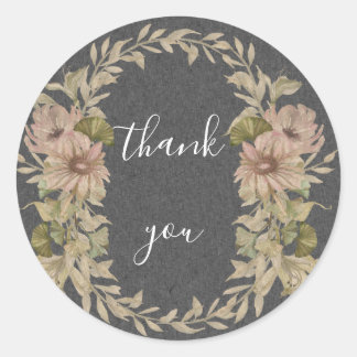 Chalk und Floral Vielen Dank Umschlag Aufkleber