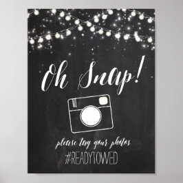 Chalk und Glitzer Lights Wedding Hash Tag Zeichen Poster
