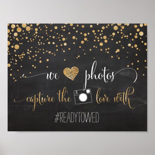 Chalk und Glitzer Wedding Hash Tag Zeichen Poster (Vorne)