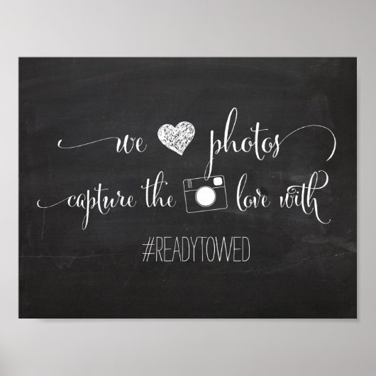 Chalk und Glitzer Wedding Hash Tag Zeichen Poster (Vorne)