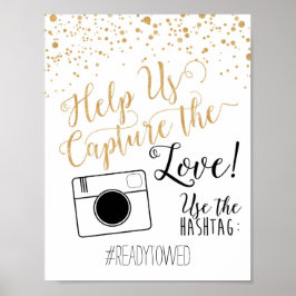 Chalk und Glitzer Wedding Hash Tag Zeichen Poster