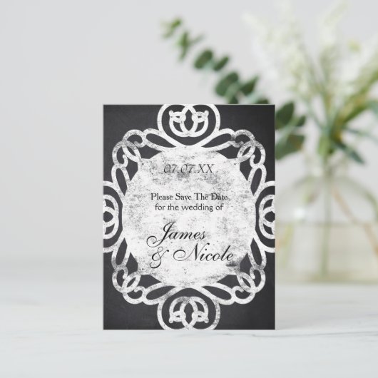 Chalk Vintag Elegant Hochzeitstag Rett Postkarte (Stehend Vorderseite)