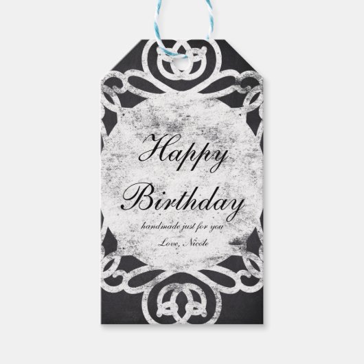 Chalk Vintag Frame Elegante Weihnachtsgeschenk Tag Geschenkanhänger (Vorderseite)