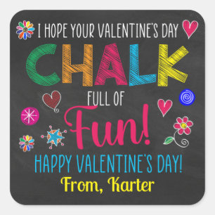 Chalk voll Spaß Valentine Quadratischer Aufkleber