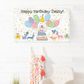 Chalk White Labradoodle Hund Geburtstagsparty Banner (Insitu)