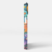 Chalk Zeichn lebendiger Blume - künstlerisches Blu iPhone Hülle (Rechte Seite)