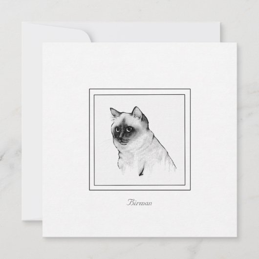 Chalk Zeichne eine flache Birman Cat Note Card Mitteilungskarte (Vorderseite)