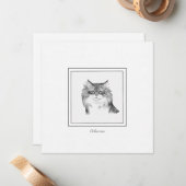 Chalk Zeichne eine sibirische Katze-Flachnotizkart Mitteilungskarte (Vorderseite/Rückseite Beispiel)