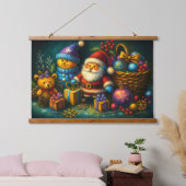Chalk Zeichne Niedliche Weihnachtsspielzeuge Ornam Wandteppich Mit Holzrahmen (Schlafzimmer)