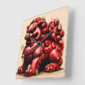 Chalk Zeichnend chinesischer Foodog Red Quadratische Wanduhr (Winkel)