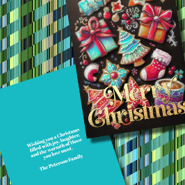 Chalk Zeichnend dekorierte Weihnachtskekse braun Karte