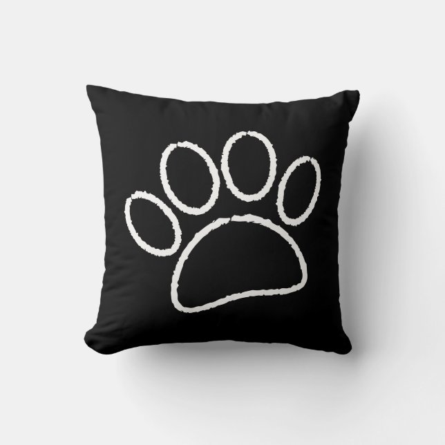 Chalk Zeichnend Dog Paw Print Kissen (Vorderseite)