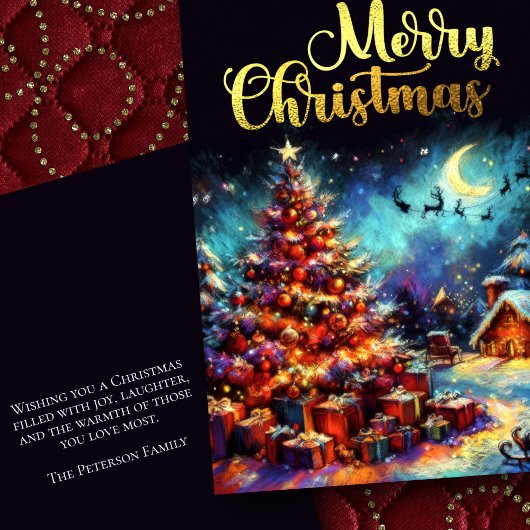 Chalk Zeichnend Dorfweihnachtsbaum Karte