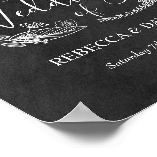 Chalkboad Hand gezeichnet Blumengarten Willkommen Poster (Ecke)