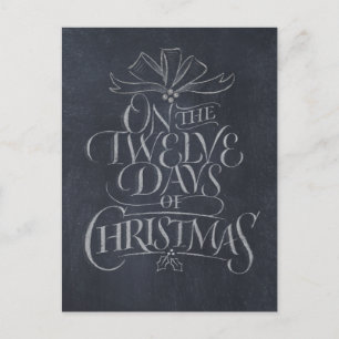 Chalkboard '12 Days of Christmas' Black Chalk Feiertagspostkarte