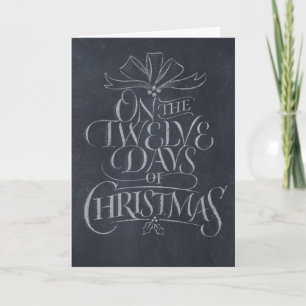 Chalkboard 12 Days of Christmas Chalk Calligrafy Feiertagskarte