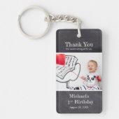 Chalkboard 1st Birthday Boy Foto Name Schlüsselanhänger (Vorderseite)