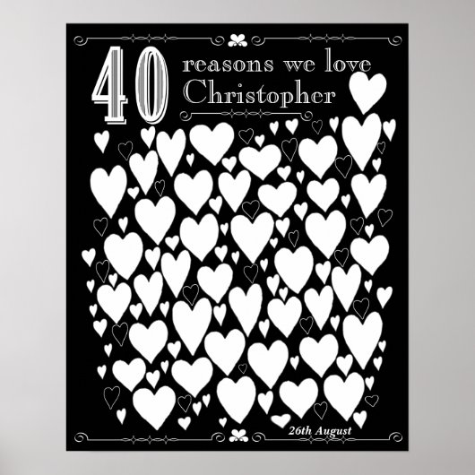 Chalkboard 40. Geburtstag Gästebuchplakat Poster (Vorne)