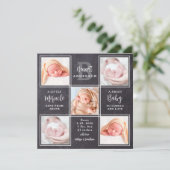 Chalkboard 5 Foto Collage New Baby Stats Birth Ankündigung (Stehend Vorderseite)