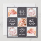 Chalkboard 5 Foto Collage New Baby Stats Birth Ankündigung (Vorderseite)