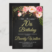 Chalkboard 70. Überraschung Blumenfrauen Geburtsta Einladung (Vorne/Hinten)