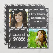 Chalkboard-Abschluss Einladung zu Ihrem Foto (Vorne/Hinten)