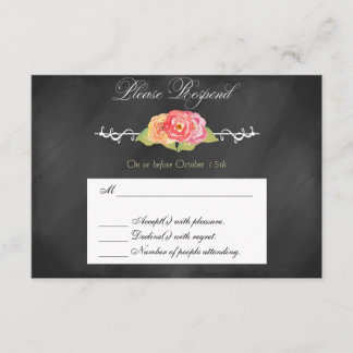 Chalkboard Abstrakte Blume UAWG Response Card RSVP Karte